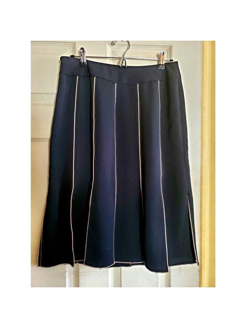 Elliott Lauren Designer Pleated A-Line High Waisted Skirt Black Size 10